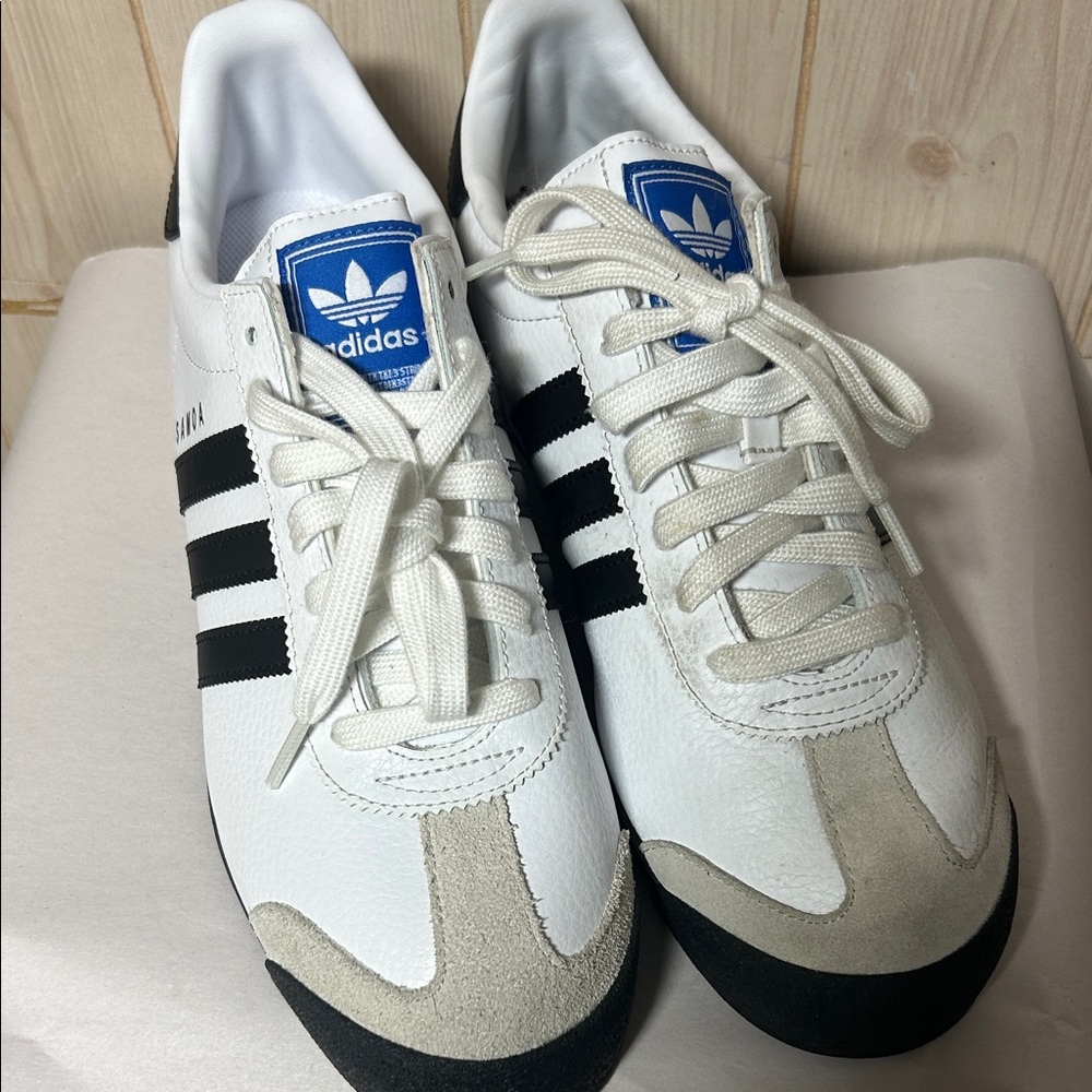 Adidas Samoa white black classic sneakers retro casual leather shoea Men Size 9